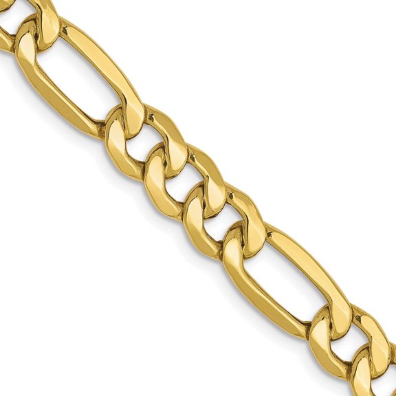 Auriga 10K Yellow Gold 6.6 mm Semi-Solid Figaro Chain Necklace for Men 26"