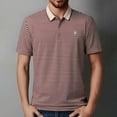 thumbnail image 2 of Men's Polo Shirts Summer Classic Short Sleeve Button Collared Striped Tops Thin Breathable Casual Dress Shirts for Men, 2 of 7