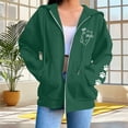 thumbnail image 2 of AKOEE Women's Oversized Zip Up Hoodie Jackets with Pockets Long Sleeve Cat Printed Baggy Y2k Sweatshirt Coat (S, Green), 2 of 7