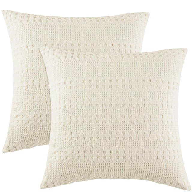 Fundas Euro Sham PHF, 100% algodón, tejido gofrado, 26 x 26 cm, paquete de 2
