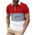 thumbnail image 1 of Birdeem Chemises pour Hommes Mode Décontractée Couleur Unie Fermeture Éclair Manches Courtes Col Rabattu Blouse, 1 of 12
