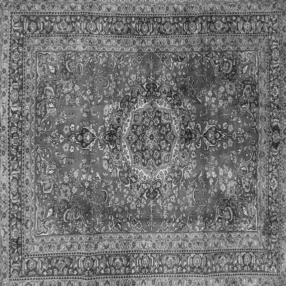 Ahgly Company Indoor Square Medallion Gray Traditional Area Rugs, 7' Square