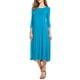 thumbnail image 4 of Vestido de mujer Jumpingount Cuello Media manga Traje de columpio grande Color Cielo azul L, 4 of 6