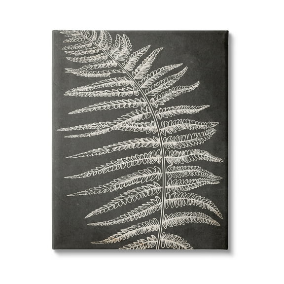 Stupell Industries Fern Leaf on Grey Botanical & Floral Painting Gallery Wrapped Canvas Print Wall Art, 16 x 20