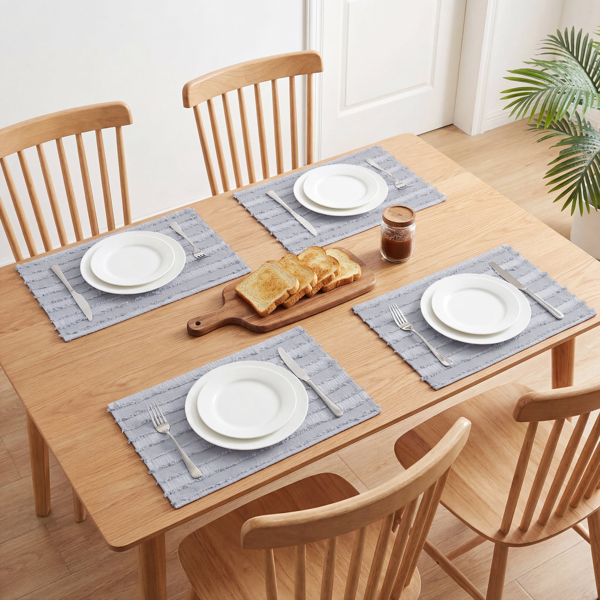 Unique Bargains Rustic Placemats Set of 4 Rectangular Cotton Blend Gray 15.7x11.8inch