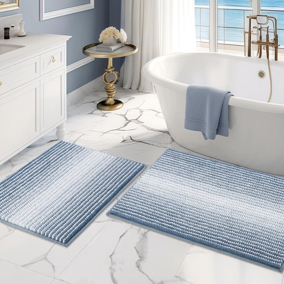 Juego de alfombras para baño BSICPRO de chenilla absorbente antideslizante 51 x 81 cm y 41 x 61 cm