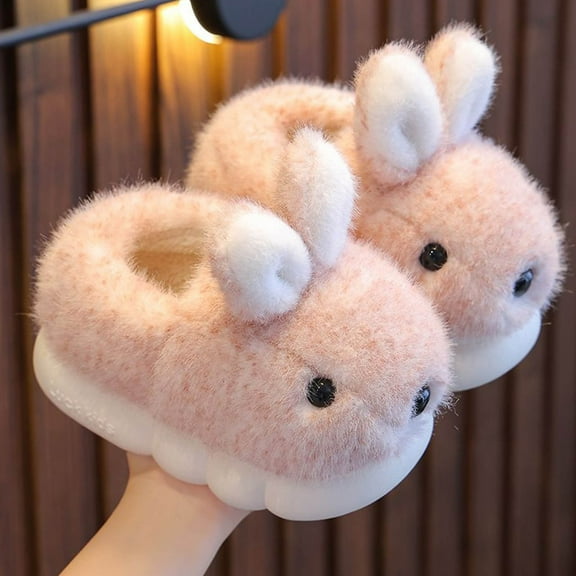 Tao Plush Warm Slippers For Toddler Girls Boys Fuzzy House Slippers Cute Animal Design Shoes Nonslip House Shoes Indoor Outdoor Slippers Cozy Bedroom Shoes For Fall WinterPink34