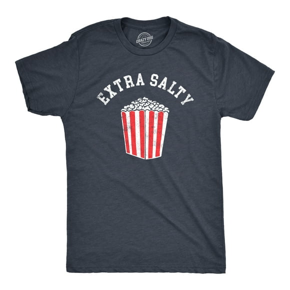 Mens Extra Salty T Shirt Funny Large Popcorn Upset Mad Joke Tee For Guys (Heather Navy - SALTY) - 3XL