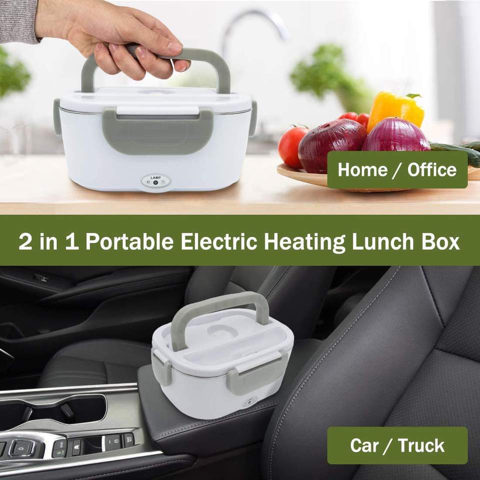 Heated Lunch Box, FAV Electric Portable Food Warmer 1.5L Stainless Steel for Car Adults, Pink