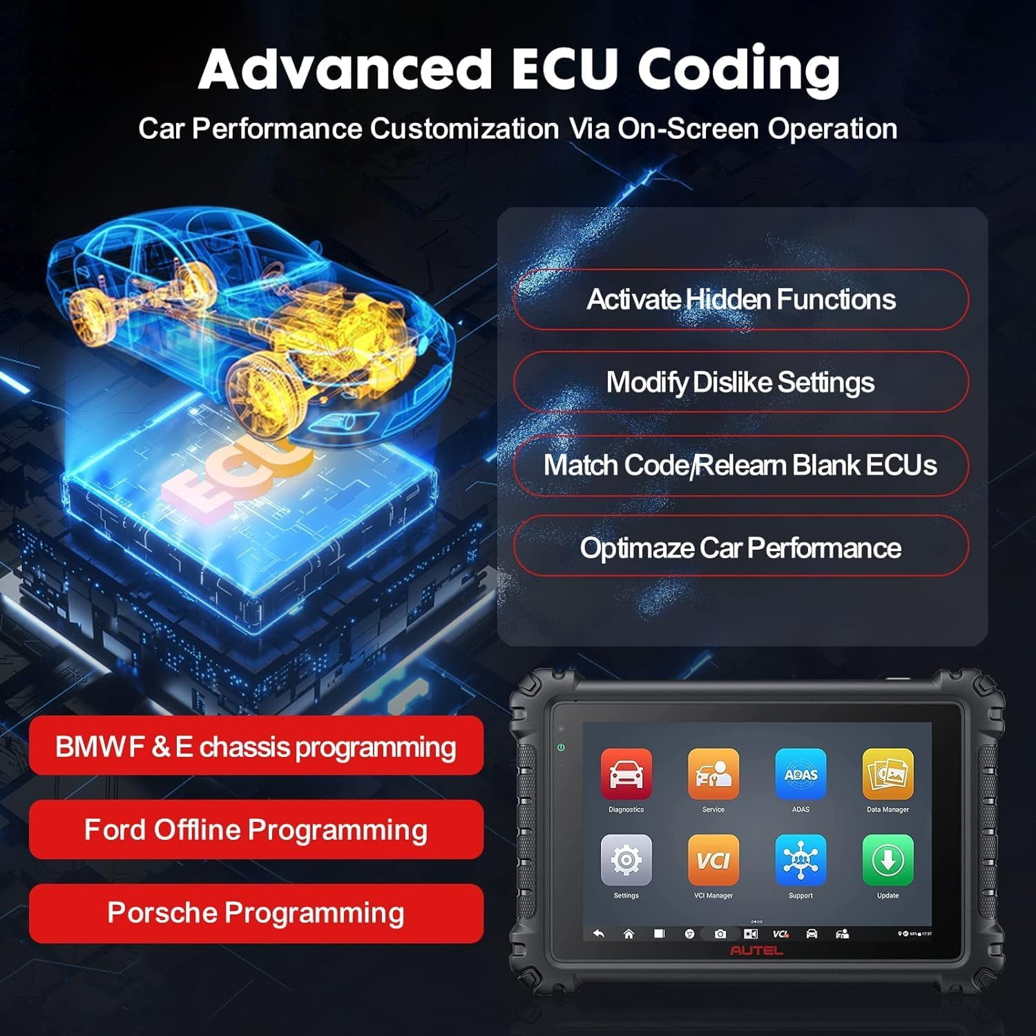 Autel Scanner MaxiCOM MK906 Pro, Android 10 Based ECU Coding Scan Tool, 2025 Upgrade of MaxiSYS MS906BT & MS906 Pro, Bi-Directional Scanner with 40+ Services, Support BT506 & MV108