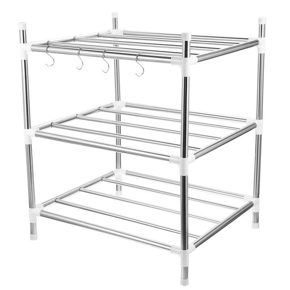 Kitchen Storage Rack with Wire Shelves and Cutlery Organizers for Cord and Utensil Management