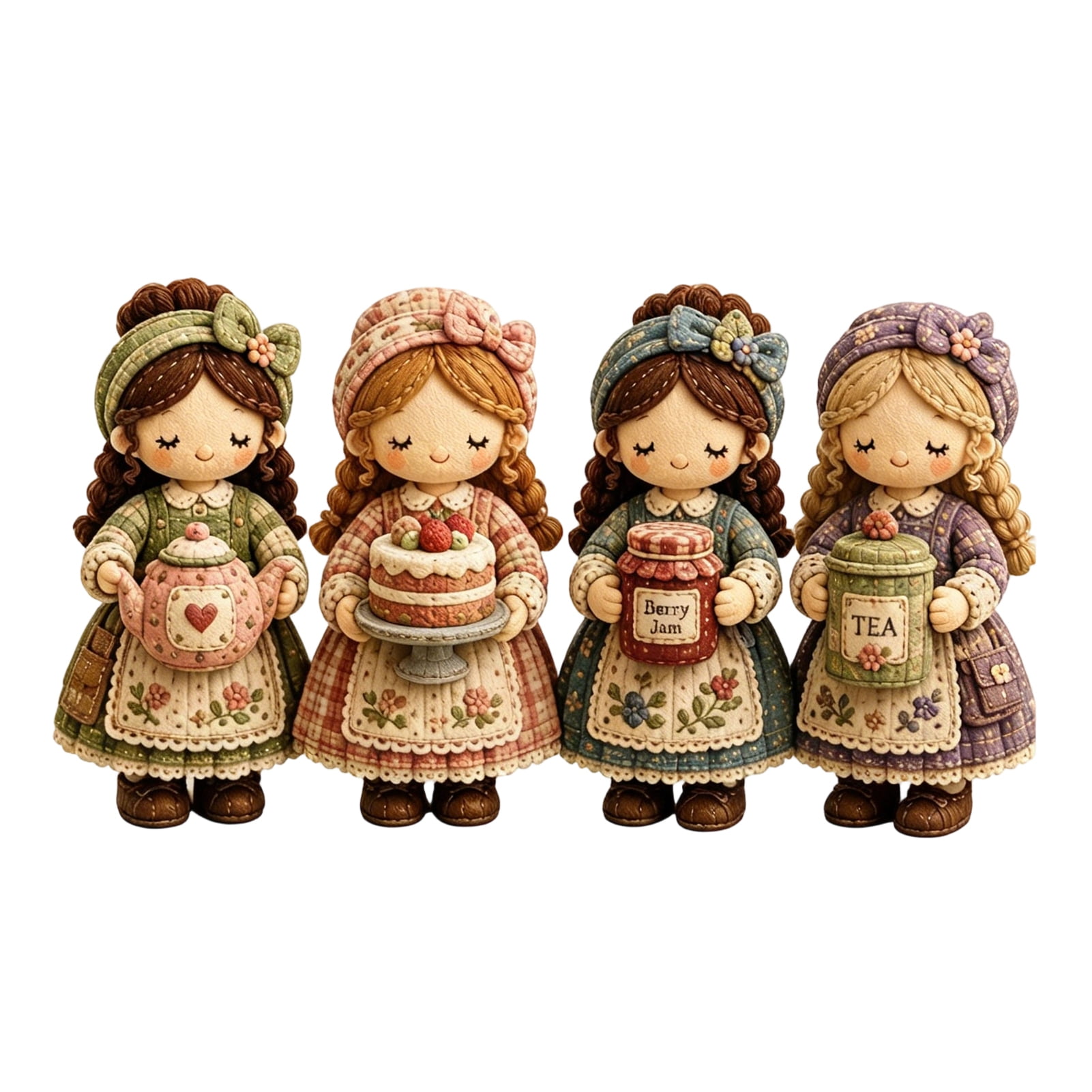 Pnellth Diy Patchwork Kit Patchwork Kit Patchwork Girl Diy Kit 3d Patchwork Sewing Craft Set with Pre-cut Fabric Thread Needles Sewing for Home Decor Handmade