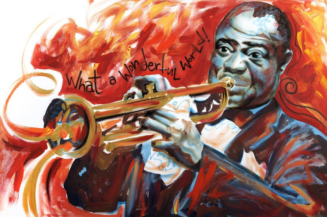 AB-004 8X10 PHOTO LOUIS ARMSTRONG AMERICAN JAZZ TRUMPETEER 