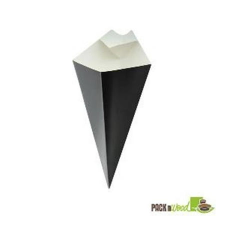 

Packnwood 210CONFR1BLK Black Cone-with Built-In Sauce Cup - 7.68 in.