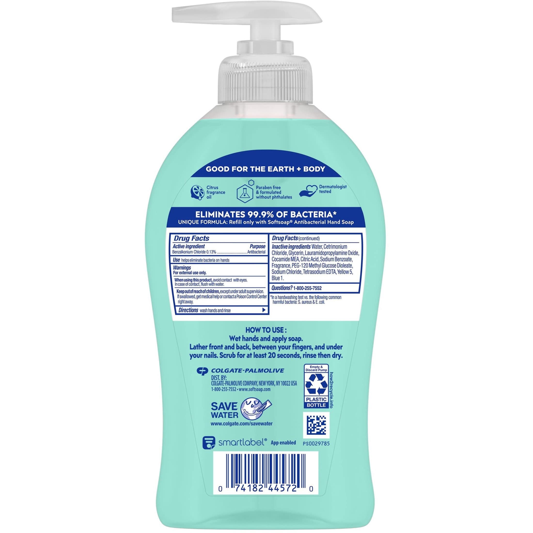 Softsoap Antibacterial Liquid Hand Soap Fresh Citrus 11.25 fl oz (Pack of 5)
