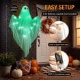 thumbnail image 2 of Ayieyill Halloween Ghost Decor with Warm Green LED Light, 47” Light up Hanging Ghost Halloween Yard Porch Decorations Outdoor, 2 of 7