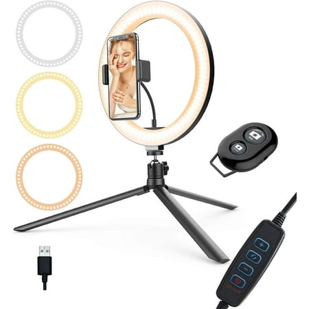 Image of 10.2 LED Selfie Ring Light with Tripod Stand Phone Holder