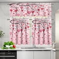 thumbnail image 5 of Kitchen Curtains Tiers and Valances Set of 3, Valentine''s Day Pink Love Heart Branch Rod Pocket Valance Short Window Decor Curtains for Kitchen Cafe Bathroom (54Wx18L&28Wx36L), 5 of 6