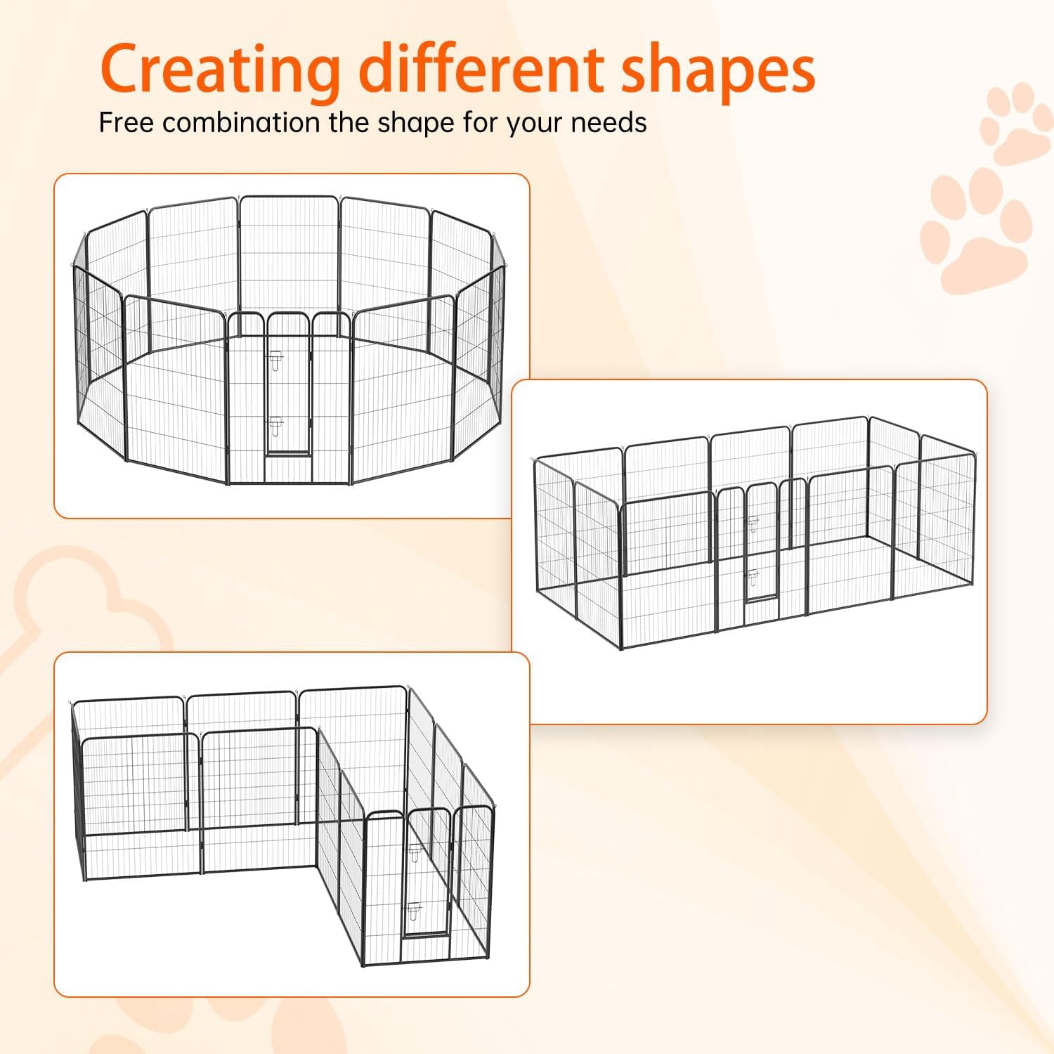 FDW 12 Panels 40 inch Black Folding Metal Exercise Pen, Heavy Duty Portable Fence Indoor Outdoor for Puppy