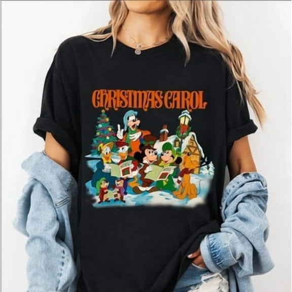 Disney Mickey Mouse Vs Friends Christmas Carol Tis The T-shirt Unisex S-5XL