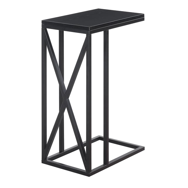 Convenience Concepts Tucson Table d'Appoint en C, Fini Bois Noir et Cadre en Métal