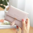thumbnail image 6 of AMERTEER Small Wallet for Women PU Leather Pendant Card Holder Organizer Leaf Pendant Zipper Coin Purse Travel Short Wallet Ladies Mini Purse with Coin Pocket, 6 of 6