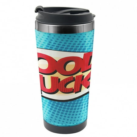 

Going Away Party Travel Mug Comic Book Strip Steel Thermal Cup 16 oz by Ambesonne