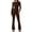 Coffee, variant on Shapewear Tummy Control Womens Sexy Open Back Long Sleeve Flared Bottom Pants Romper Bodycon Jumpsuit