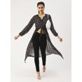 thumbnail image 6 of DressBerry Women’s Printed Poly&nbsp;Georgette Top Long Sleeves with Elasticated Cuffs Round Neck Front Open Slit with Tie-up Strings Casual Long Top, 6 of 7