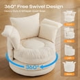 thumbnail image 5 of Pinmoco 360° Swivel Accent Chair Barrel Chair, Oversized Chair with 3 Pillows, Upholstered Sofa Chair for Living Room, Bedroom, Reading, Reading,Teddy Velvet Off-White, 5 of 13