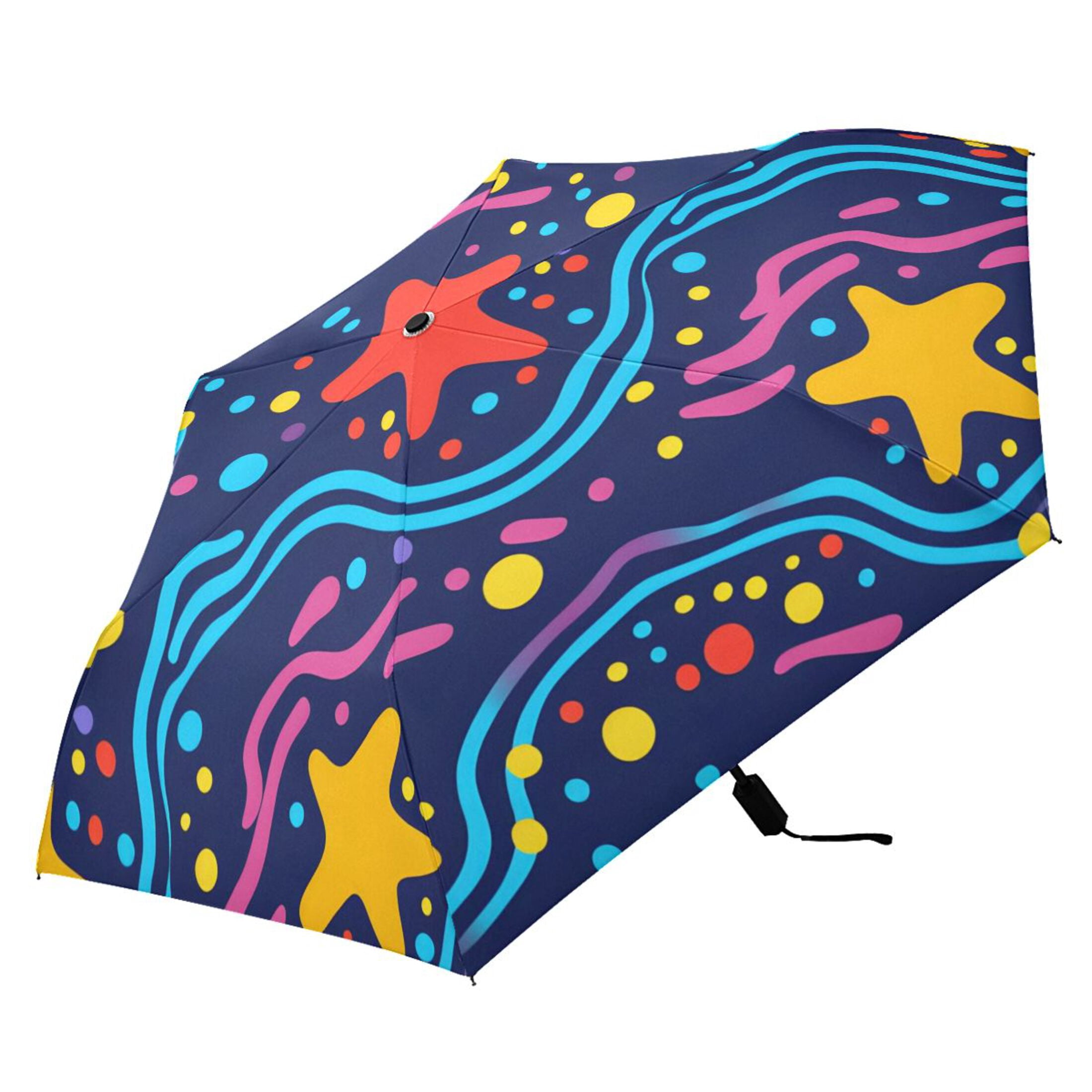 ALAZA Stars on Wave UPF 50+ Compact Folding Umbrella for Rain Travel Umbrella Packable
