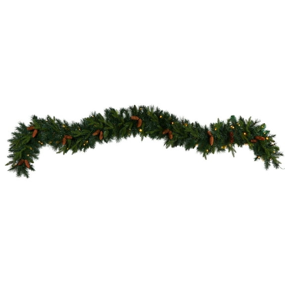 Nearly Natural Mixed Pines and Pinecones Extra Wide Artificial Christmas Garland