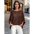thumbnail image 5 of LMLYSoH Women's Mesh Knit Poncho Tops Fashion Solid Color Batwing Sleeve Boat Neck Cover Ups for Summer Daily Wear, 5 of 9