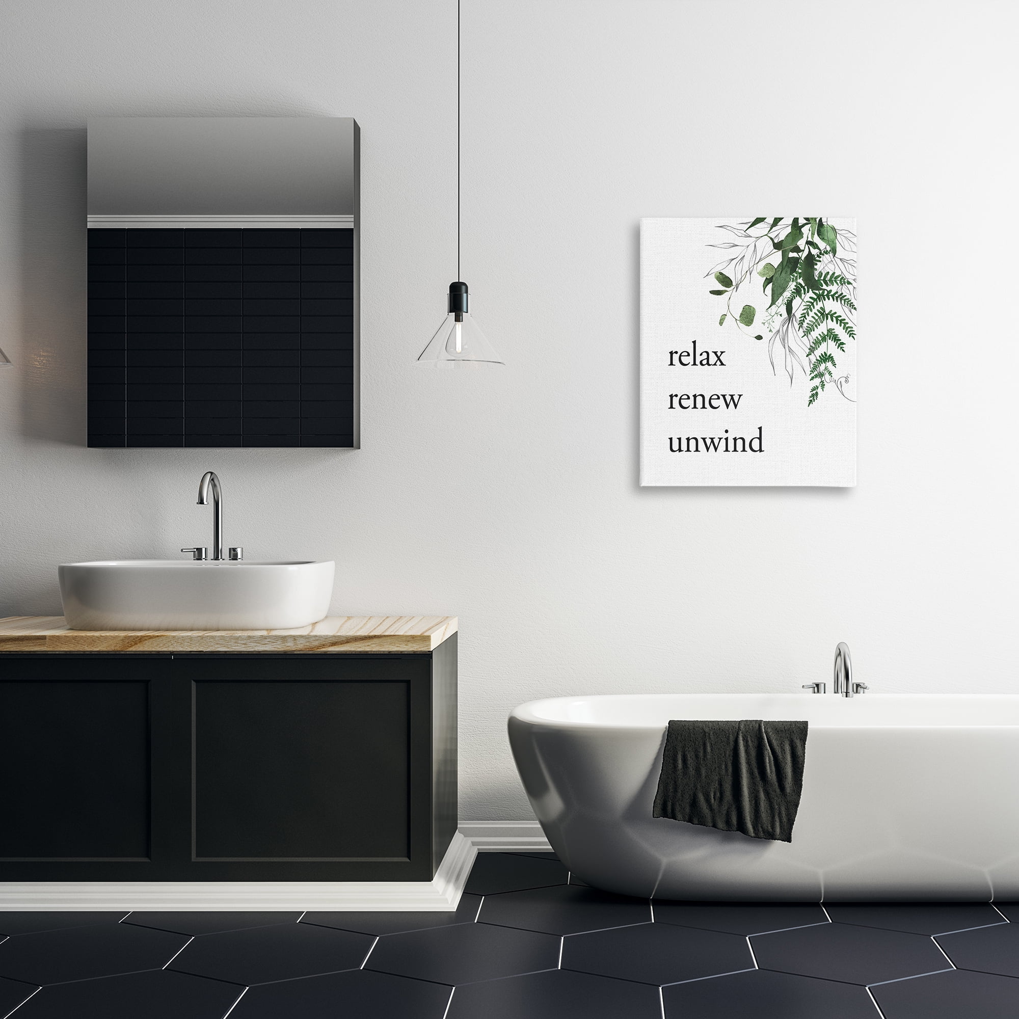 Relax Renew Unwind with Foliage Canvas Wall Art, design by Lettered and Lined