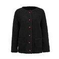 thumbnail image 4 of Women‘s Fleece Sweater Open Front Cardigan Plus Size Button Down Coat Winter Thermal Outwear Sweatshirt (XL  White), 4 of 6
