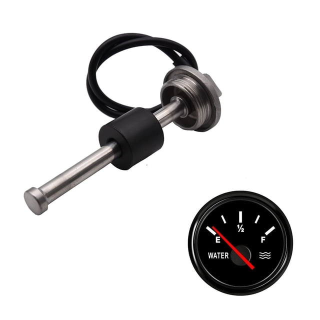 0-190Ohm 52MM Water Level Gauge Red Backlight Water Tank Level Indicator Meter With Fuel Level Sensor 200MM 250MM 300MM 400MM ,Suits Most Tanks