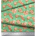 thumbnail image 2 of Soimoi Satin Silk Fabric Leaves & Peony Floral Print Fabric by the Yard 42 Inch Wide, 2 of 3