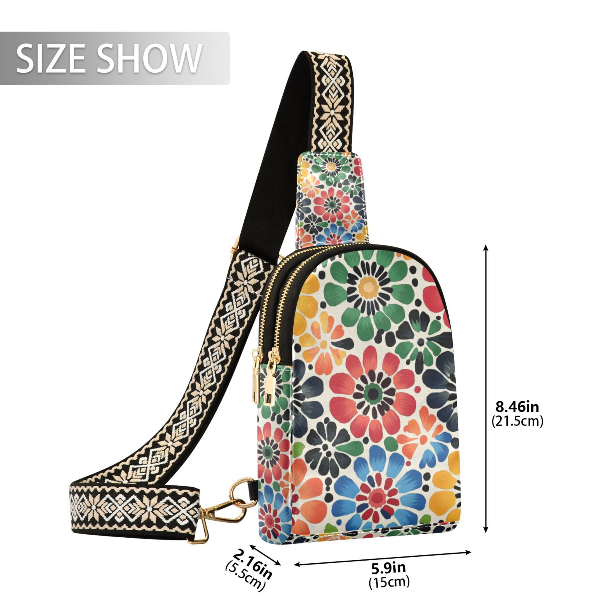 FORMRS Womens Crossbody Sling Bag Travel Daypack Shoulder Chest Backpack, Dark Floral