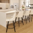 thumbnail image 4 of Betisef Swivel Bar Stools Set of 1, Counter Height Bar Stools with Back, PU Leather Upholstered Kitchen Island Stools, 360° Swivel, Rubberwood Legs, Thick Cushion Seat, for Dining Room Beige, 4 of 11