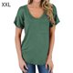 thumbnail image 1 of Camiseta de mujer con cuello en V, manga corta, bolsillo, blusa, top informal de verano, verde oscuro, XXL Scienceny  AP001345-25, 1 of 4