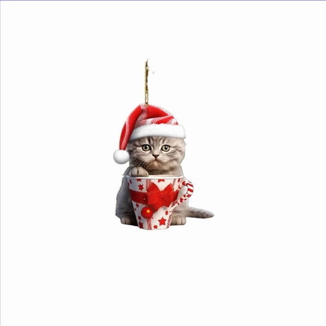 Adornos de gato CLLC 2025 para árbol de Navidad, adornos navideños acrílicos irrompibles para interiores, hogar, fiestas o chimenea, decoración colgante divertida para árbol de Navidad (C)