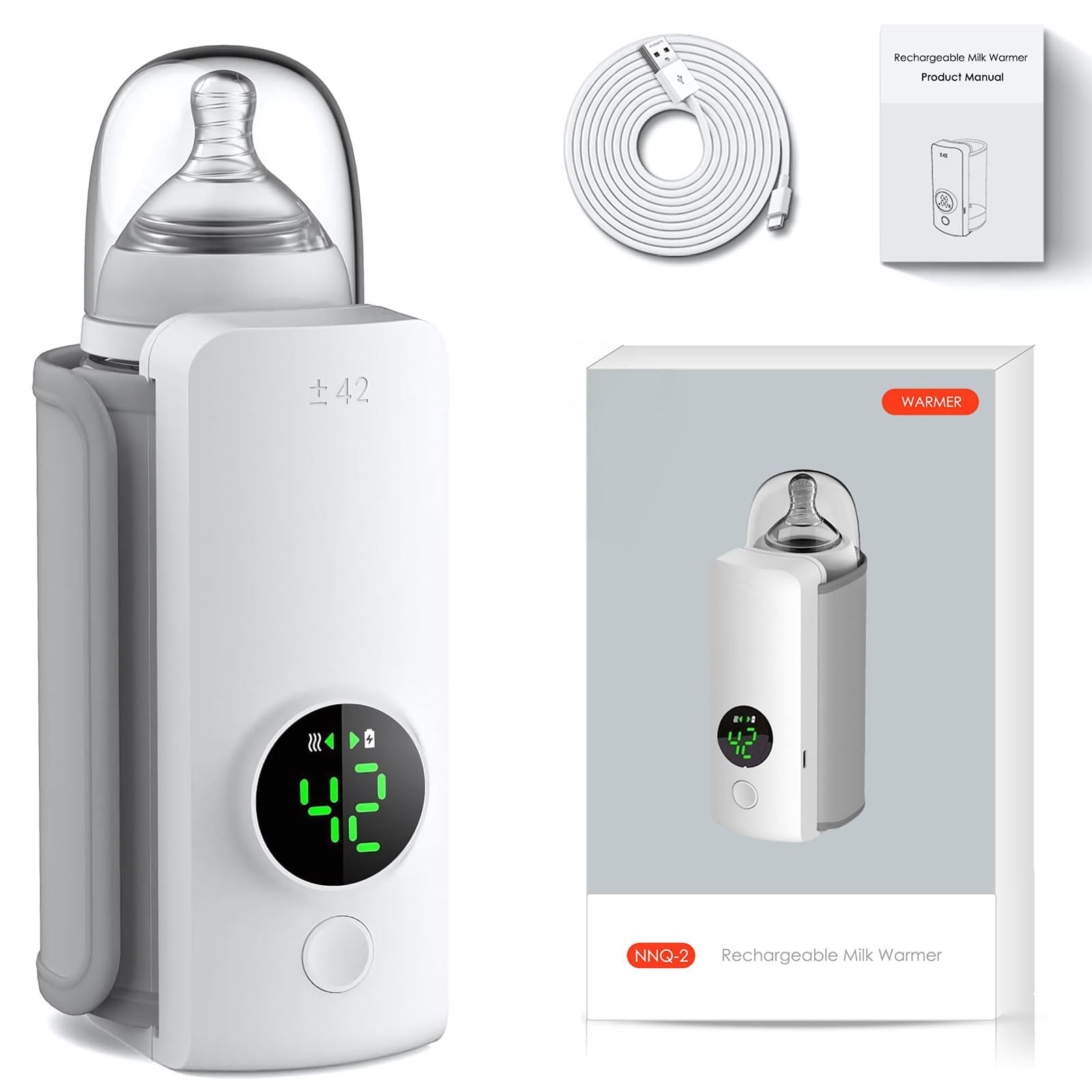 xaoyunyn USB Car Charging Portable Milk Bottle Warmer with Constant Temperature Control,6000mAh Battery,Night Light Multifunctional Features for Travel