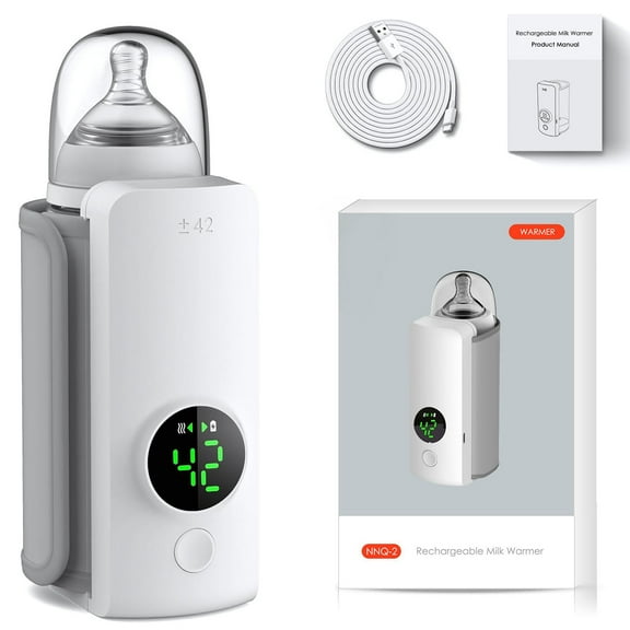 Gpaecead Portable Baby Bottle Warmer for Travel,Fast-Heating & Long-Lasting Warming UP to 5H,Precise Temperature Control,Comfortable Baby Feeding on The Go,Waterless Warming Milk