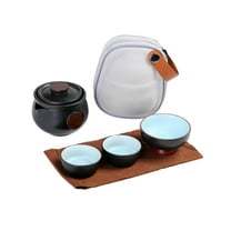 jicheng Portable Travel Tea Set Ceramic Teapot with 3 Teacup for Office Picnic Hotel