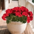 thumbnail image 2 of Xecvkr Outdoor Artificial Geranium Faux Garden Flower Home Kitchen Dining Table Indoor Outdoor Arrangement Realistic Sun Resistant Low Maintenance 1pc, 2 of 7