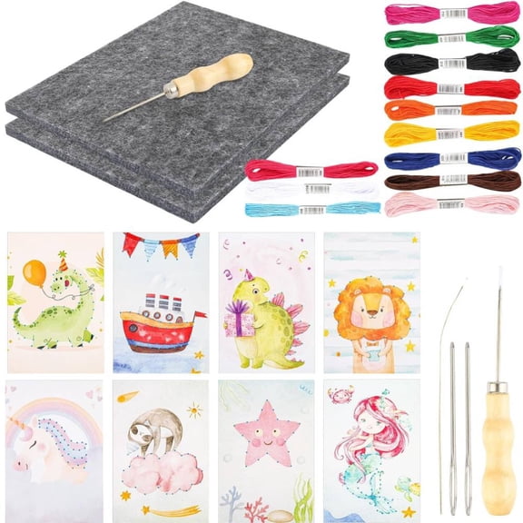 YangNengwen 16 Piece Sewing Kit, Embroidery Pictures Crafts Sew Projects for Sewing Beginner, Felt Pad Sewing Kit for Girls 8-15 Years