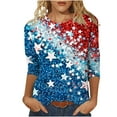thumbnail image 2 of successthop Women's Patriotic Tee Shirts Summer Stars Stripes Independence Day Shirts Casual 3/4 Sleeve Patriontic Tunic Tops Fashion Crew Neck 1776 Clothes Loose Fit Outfits, 2 of 5