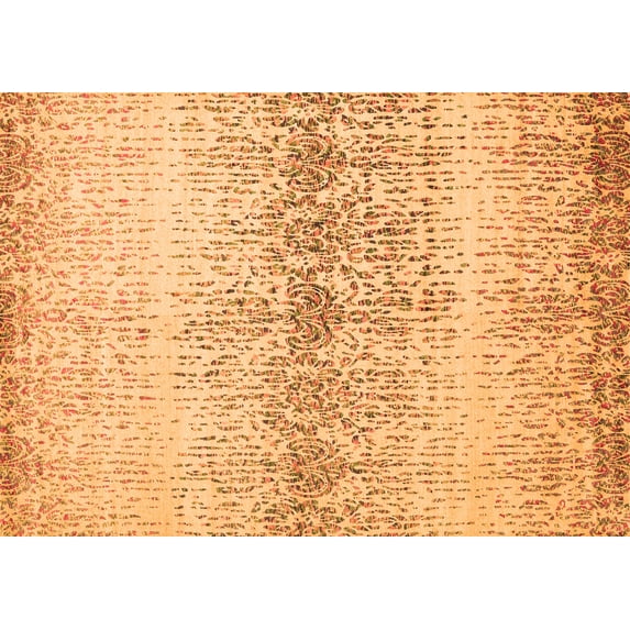 Ahgly Company Indoor Rectangle Abstract Orange Contemporary Area Rugs, 7' x 9'