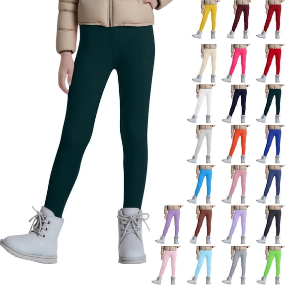 Swuxness Toddler Yoga Fleece Leggings Full Length Pants Tight Elastic Waist Winter Wear