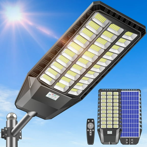 6000W Solar Street Light , Super Large Ultra Bright, Dusk to Dawn, Solar Parking Lot Lights with Motion Sensor and Remote Control